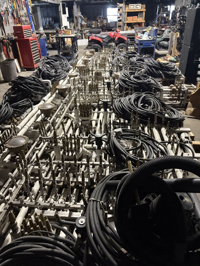 Industrial equipment and cabling in a workshop