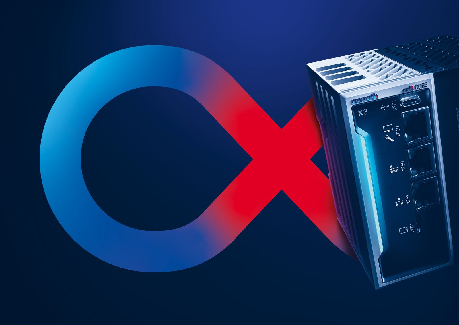 Bosch Rexroth ctrlX CORE controller with the ctrlX infinity graphic