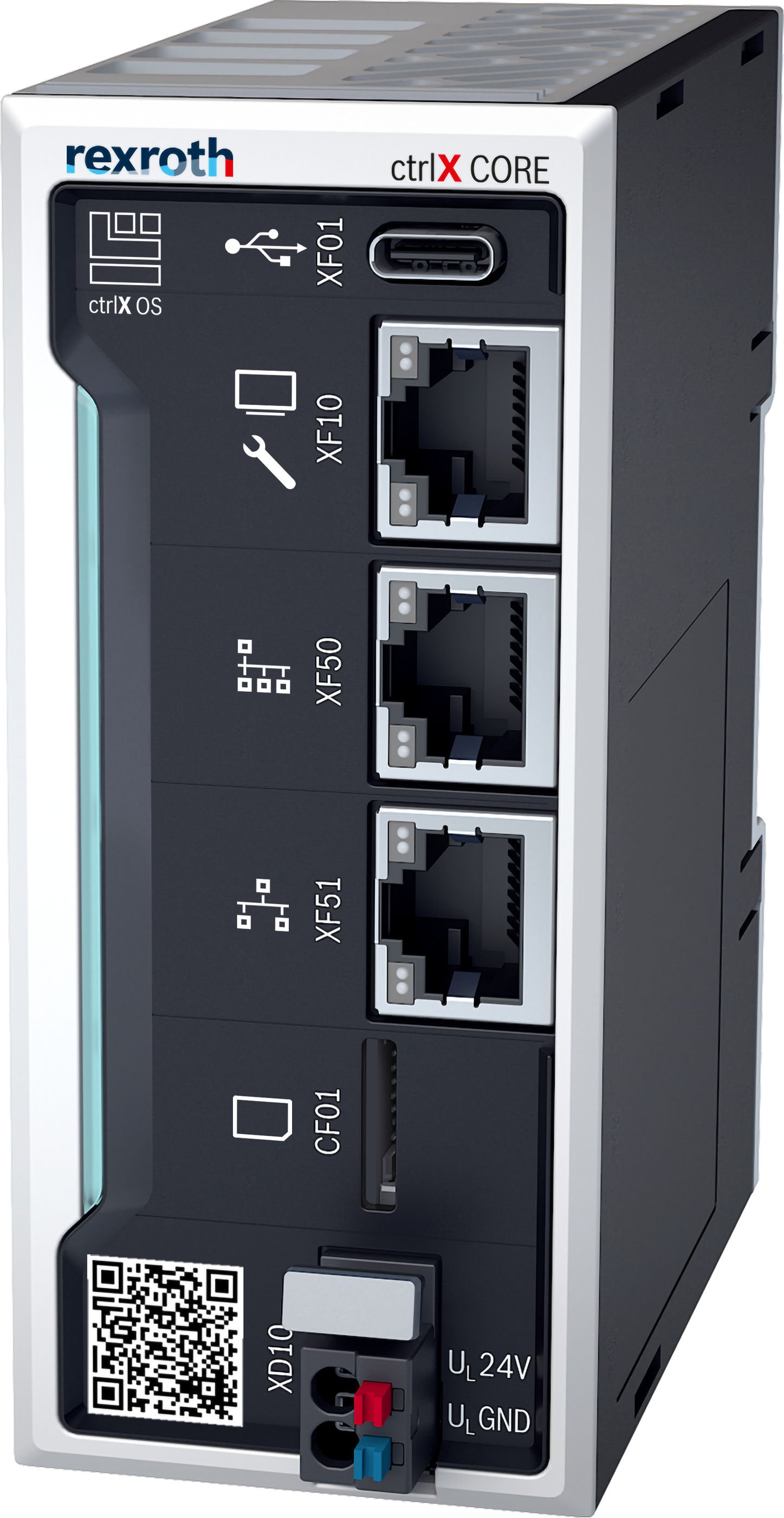 Bosch Rexroth ctrlX CORE X3 controller, shown in perspective